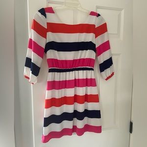 Pink Owl striped dress with V-neck back, size S